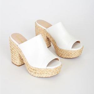 Lulu’s Ervyn White Raffia Platform Sandals - Size 7.5